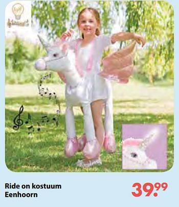 Promoties Ride on kostuum eenhoorn - Huismerk - Multi Bazar - Geldig van 08/10/2018 tot 06/12/2018 bij Multi Bazar