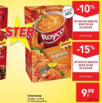 Promoties Instantsoep crunchy pompoensuprême - Royco - Geldig van 10/10/2018 tot 23/10/2018 bij Makro