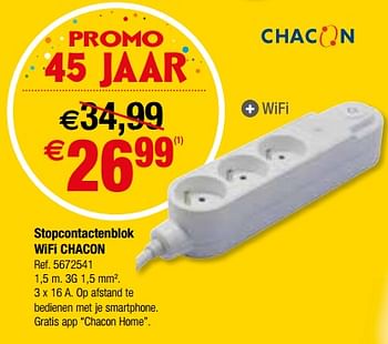 Promoties Stopcontactenblok wifi chacon - Chacon - Geldig van 10/10/2018 tot 22/10/2018 bij Brico