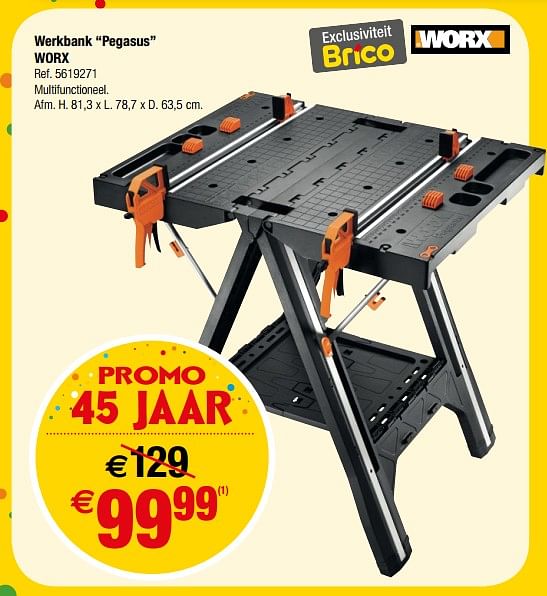 Worx Werkbank pegasus Promotie bij Brico