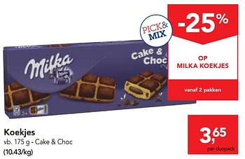 Promoties Koekjes cake + choc - Milka - Geldig van 10/10/2018 tot 23/10/2018 bij Makro