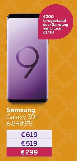 Promoties Samsung galaxy s9+ - Samsung - Geldig van 01/10/2018 tot 31/10/2018 bij Proximus