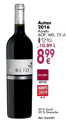 Promoties Autan 2016 aureto - Rode wijnen - Geldig van 02/10/2018 tot 29/10/2018 bij Cora