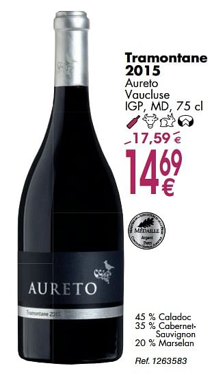 Promoties Tramontane 2015 aureto vaucluse - Rode wijnen - Geldig van 02/10/2018 tot 29/10/2018 bij Cora