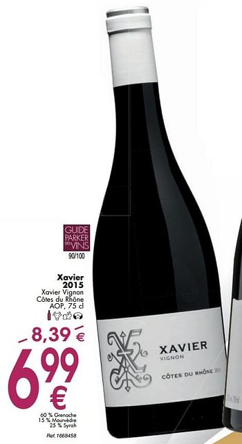 Promoties Xavier 2015 xavier vignon côtes du rhône - Rode wijnen - Geldig van 02/10/2018 tot 29/10/2018 bij Cora