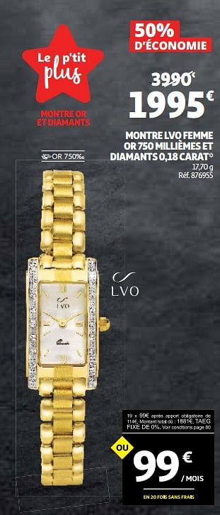 LVO Montre lvo femme or 750 milli mes et diamants 0 18 carat En