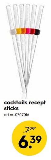 Promoties Cocktails recept sticks - Huismerk - Blokker - Geldig van 03/10/2018 tot 09/10/2018 bij Blokker
