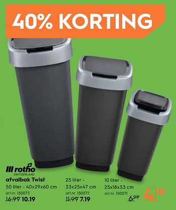 Promoties Afvalbak twist - Rotho - Geldig van 03/10/2018 tot 09/10/2018 bij Blokker