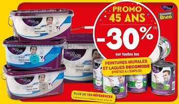 Promotions -30% sur toutes les peintures murales et laques decomode - DecoMode - Valide de 10/10/2018 à 22/10/2018 chez Brico