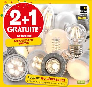 Promoties 2+1 gratuite sur toutes les ampoules led sencys - Sencys - Geldig van 10/10/2018 tot 22/10/2018 bij Brico
