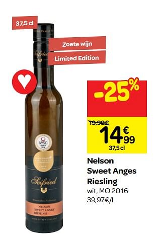 Promoties Nelson sweet anges riesling - Witte wijnen - Geldig van 26/09/2018 tot 23/10/2018 bij Carrefour