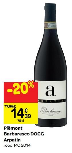 Promoties Piëmont barbaresco docg arpatin - Rode wijnen - Geldig van 26/09/2018 tot 23/10/2018 bij Carrefour