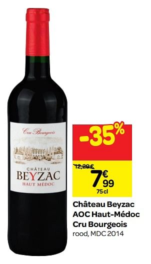 Promotions Château beyzac aoc haut-médoc cru bourgeois rood, mdc 2014 - Vins rouges - Valide de 26/09/2018 à 23/10/2018 chez Carrefour