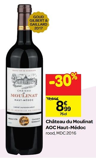 Promoties Château du moulinat aoc haut-médoc rood, mdc 2016 - Rode wijnen - Geldig van 26/09/2018 tot 23/10/2018 bij Carrefour