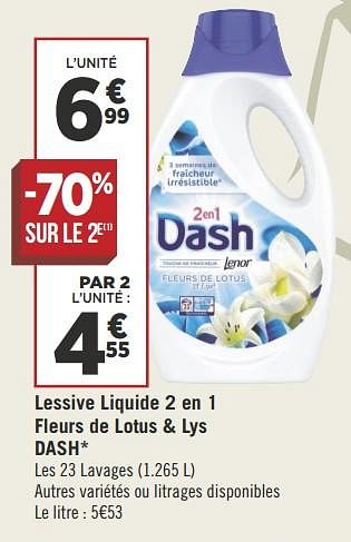 Promo Lenor lessive liquide envolée d'air dash 2en1* chez Géant Casino