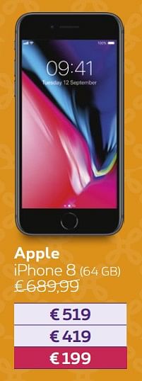 Promotions Apple iphone 8 - Apple - Valide de 01/10/2018 à 31/10/2018 chez Proximus