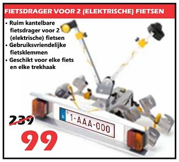Promoties Fietsdrager voor 2 (elektrische) fietsen - Huismerk - Itek - Geldig van 26/09/2018 tot 17/10/2018 bij Itek