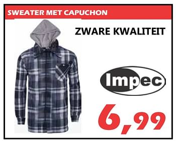 Promoties Sweater met capuchon - Impec - Geldig van 26/09/2018 tot 17/10/2018 bij Itek