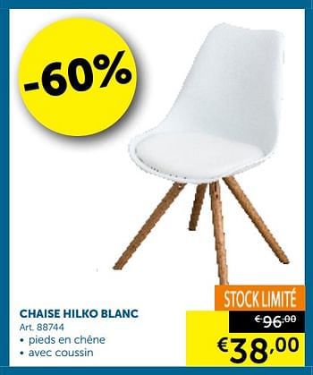 Promotions Chaise hilko blanc - Produit maison - Zelfbouwmarkt - Valide de 09/10/2018 à 05/11/2018 chez Zelfbouwmarkt