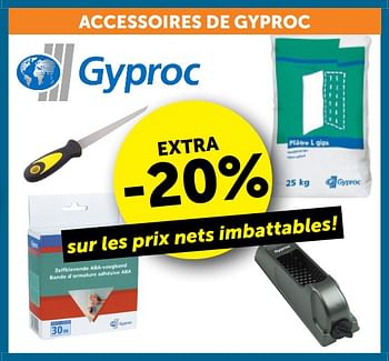 Promotions Accessoires de gyproc extra -20% - Gyproc - Valide de 09/10/2018 à 05/11/2018 chez Zelfbouwmarkt