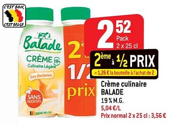 Promotions Crème culinaire balade - Balade - Valide de 10/10/2018 à 16/10/2018 chez Smatch