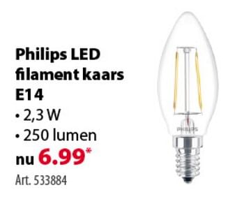 Promoties Led filament kaars e14 - Philips - Geldig van 10/10/2018 tot 22/10/2018 bij Gamma