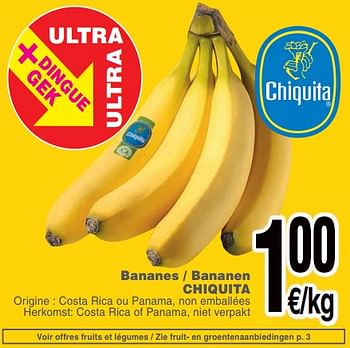 Promoties Bananes - bananen chiquita - Chiquita - Geldig van 09/10/2018 tot 15/10/2018 bij Cora
