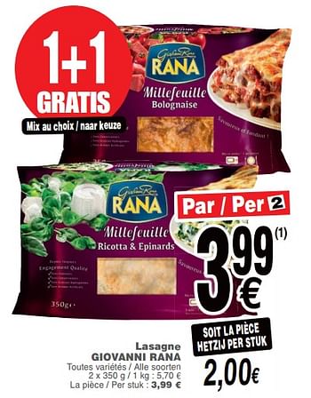 Promoties Lasagne giovanni rana - Giovanni rana - Geldig van 09/10/2018 tot 15/10/2018 bij Cora