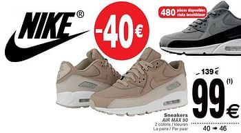 Promotions Sneakers air max 90 - NIKE - Valide de 09/10/2018 à 15/10/2018 chez Cora