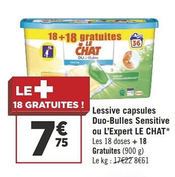 Promotion Geant Casino Lessive Capsules Duo Bulles Sensitive Ou L Expert Le Chat Le Chat Menage Valide Jusqua 4 Promobutler