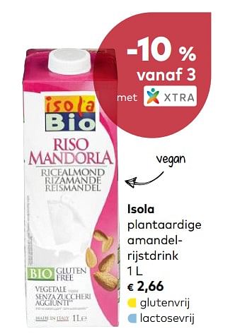 Promotions Isola plantaardige amandelrijstdrink - Isola Bio - Valide de 03/10/2018 à 06/11/2018 chez Bioplanet