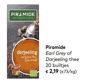 Promoties Piramide earl grey of darjeeling thee - Piramide - Geldig van 03/10/2018 tot 06/11/2018 bij Bioplanet