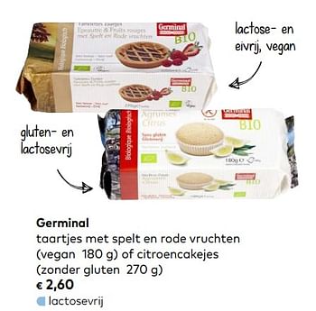 Promoties Germinal taartjes met spelt en rode vruchten of citroencakejes zonder gluten - Germinal - Geldig van 03/10/2018 tot 06/11/2018 bij Bioplanet
