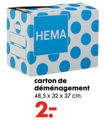 Promotions Carton de déménagement - Produit maison - Hema - Valide de 03/10/2018 à 16/10/2018 chez Hema