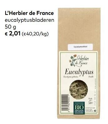 Promoties L`herbier de france eucalyptusbladeren - l'Herbier de France - Geldig van 03/10/2018 tot 06/11/2018 bij Bioplanet