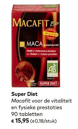Promoties Super diet macafit voor de vitaliteit en fysieke prestaties - Super Diet - Geldig van 03/10/2018 tot 06/11/2018 bij Bioplanet