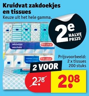 Promoties Kruidvat zakdoekjes en tissues - Huismerk - Kruidvat - Geldig van 09/10/2018 tot 21/10/2018 bij Kruidvat