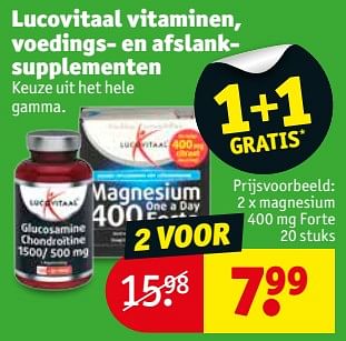 Promotions Magnesium 400 mg forte - Lucovitaal - Valide de 09/10/2018 à 21/10/2018 chez Kruidvat