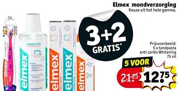 Promoties Tandpasta anti cariës whitening - Elmex - Geldig van 09/10/2018 tot 21/10/2018 bij Kruidvat