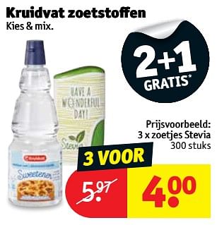 Promoties Zoetjes stevia - Huismerk - Kruidvat - Geldig van 09/10/2018 tot 21/10/2018 bij Kruidvat