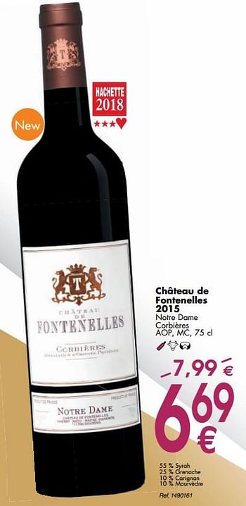 Promotions Château de fontenelles 2015 notre dame corbières - Vins rouges - Valide de 02/10/2018 à 29/10/2018 chez Cora