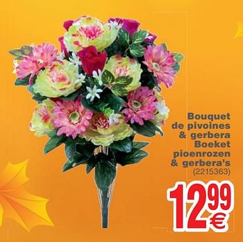 Promoties Bouquet de pivoines + gerbera boeket pioenrozen + gerbera`s - Huismerk - Cora - Geldig van 09/10/2018 tot 22/10/2018 bij Cora