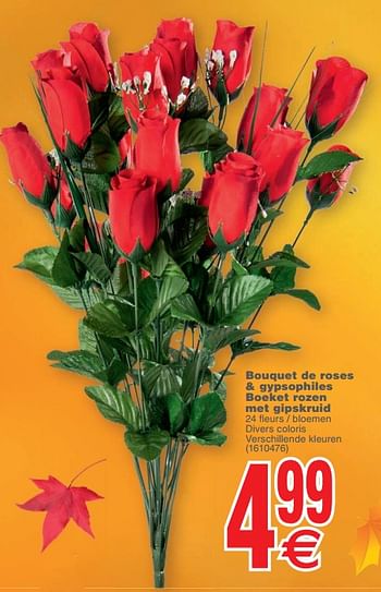 Promoties Bouquet de roses + gypsophiles boeket rozen met gipskruid - Huismerk - Cora - Geldig van 09/10/2018 tot 22/10/2018 bij Cora