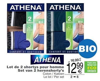 Promoties Lot de 2 shortys pour homme set van 2 herenshorty`s - Athena - Geldig van 09/10/2018 tot 22/10/2018 bij Cora