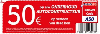 Promoties 50 € op uw onderhoud autoconstructeur - Huismerk - Auto 5  - Geldig van 16/10/2018 tot 11/11/2018 bij Auto 5