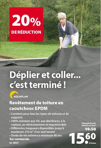 Promoties Revêtement de toiture en caoutchouc epdm - Huismerk - Gamma - Geldig van 10/10/2018 tot 22/10/2018 bij Gamma