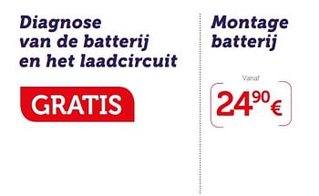 Promoties Montage batterij - Huismerk - Auto 5  - Geldig van 16/10/2018 tot 11/11/2018 bij Auto 5