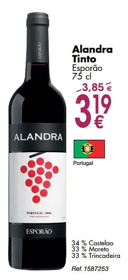 Promoties Alandra tinto esporão - Rode wijnen - Geldig van 02/10/2018 tot 29/10/2018 bij Cora