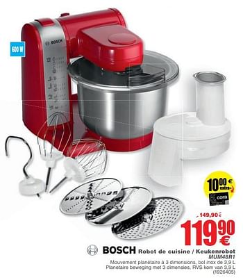 Promotions Bosch robot de cuisine - keukenrobot mum48r1 - Bosch - Valide de 09/10/2018 à 22/10/2018 chez Cora