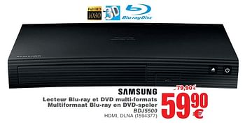 Promotions Samsung lecteur blu-ray et dvd multi-formats multiformaat blu-ray en dvd-speler bdj5500 - Samsung - Valide de 09/10/2018 à 22/10/2018 chez Cora